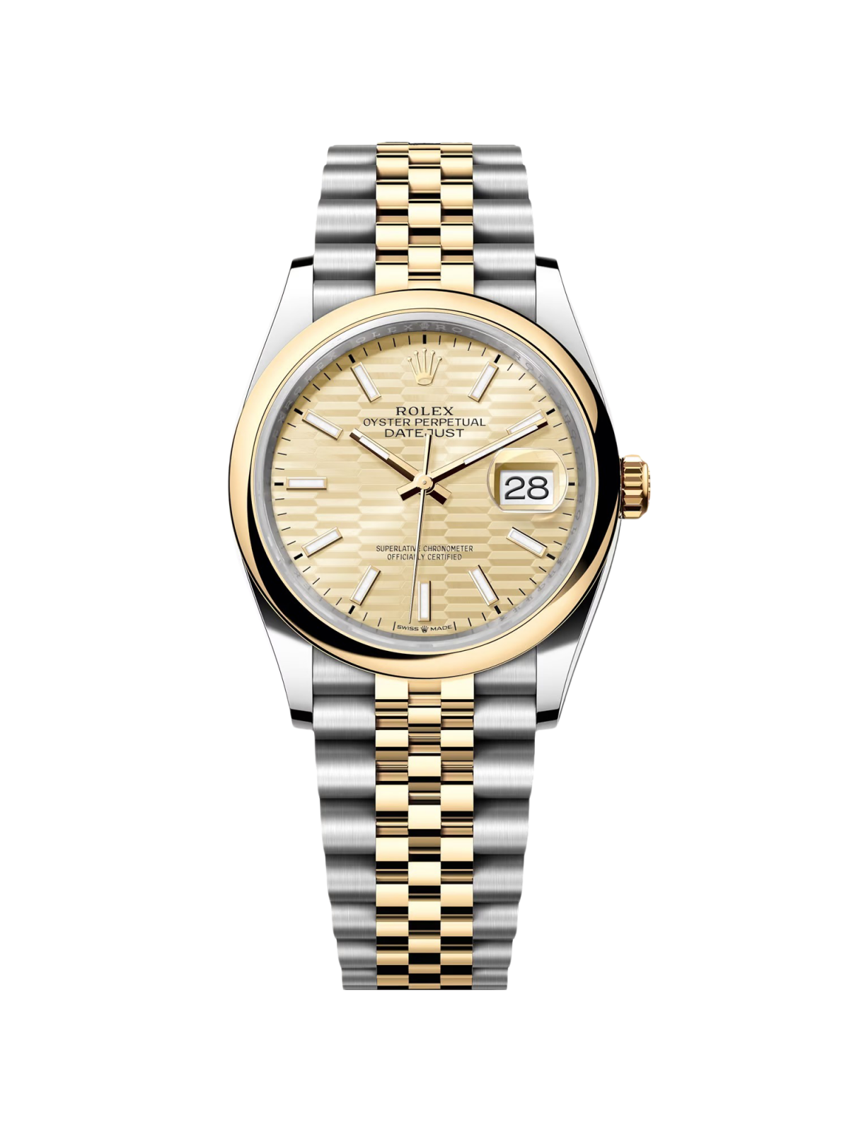 488EEC45-23D1-91DD-FFEB-0895F73DD3E3.png Rolex Datejust 126203 Golden Fluted Dial 36mm Domed Bezel - Image 1
