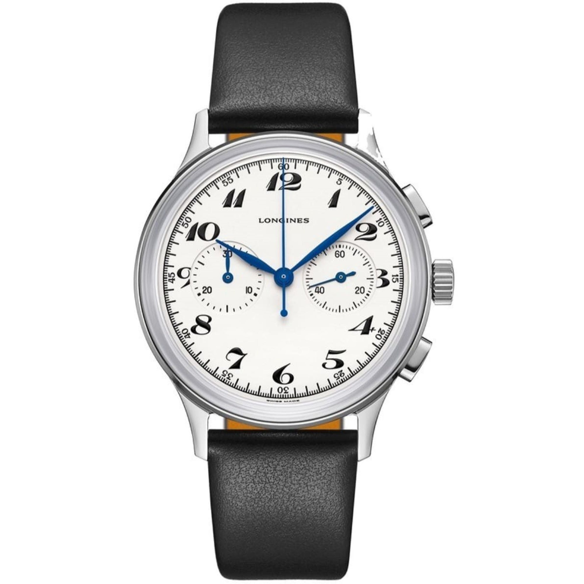 4904C430-47D2-3BDD-A7A5-385D1A5496FC.jpg Longines Men's L2.827.4.73.0 Heritage Chronograph Black Leather Watch - Image 1