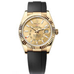 Rolex  Sky-Dweller 42mm 336238-0001 Yellow Gold Champagne Dial Oysterflex