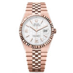 Rolex Land-Dweller 127335-0001 White Honeycomb Dial Everose Jubilee Bracelet 40mm