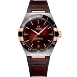 Omega Constellation 41mm Red Dial Stainless Steel and Sedna™ 18k Rose Gold Strap 131.23.41.21.11.001