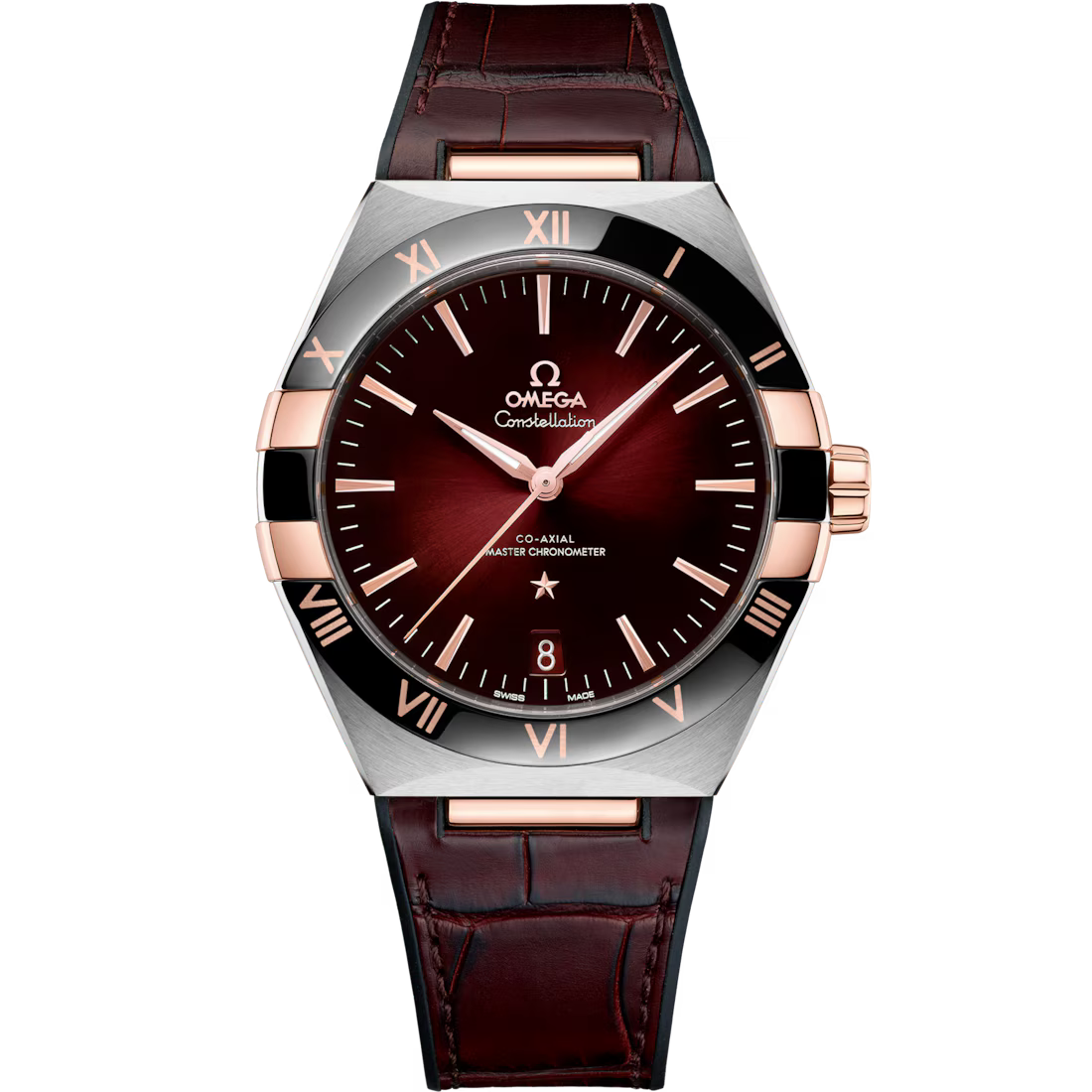 4ECEFBCB-8764-7F11-03A1-F8B07FF1A5F2.avif Omega Constellation 41mm Red Dial Stainless Steel and Sedna™ 18k Rose Gold Strap 131.23.41.21.11.001 - Image 1