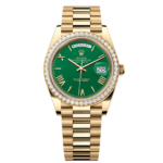 Rolex  Day-Date President 40mm Yellow Gold Green Roman Dial Diamond Bezel - 228348rbr