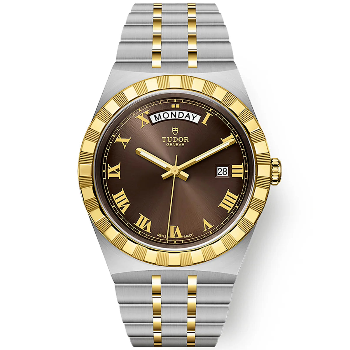 50EE706B-9597-2668-C29D-FA981D369426.jpg TUDOR Royal Date/Day 41mm S&G Brown Roman Dial Automatic Watch M28603-0007 - Image 1