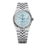 Rolex Land-Dweller 127236-0001 Blue Honeycomb Dial Platinum Jubilee Bracelet 36mm