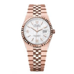 Rolex Land-Dweller 127235-0001 White Honeycomb Dial Everose Jubilee Bracelet 36mm