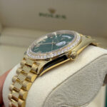 Rolex  Day-Date President 40mm Yellow Gold Green Roman Dial Diamond Bezel - 228348rbr - Image 4