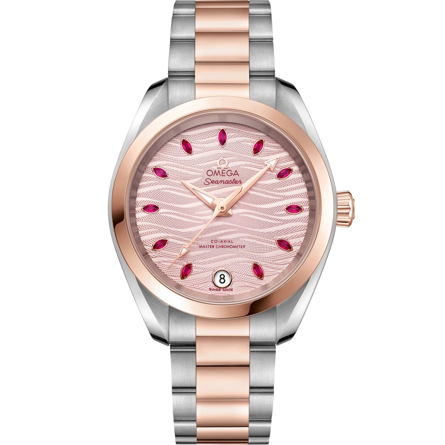 56B4ABF4-647D-53B9-022D-8B679B602DBE.png Omega Seamaster Aqua Terra 150M 34 mm Pink Dial Stainless Steel and Sedna™ 18k Rose Gold Bracelet 220.20.34.20.60.001 - Image 1