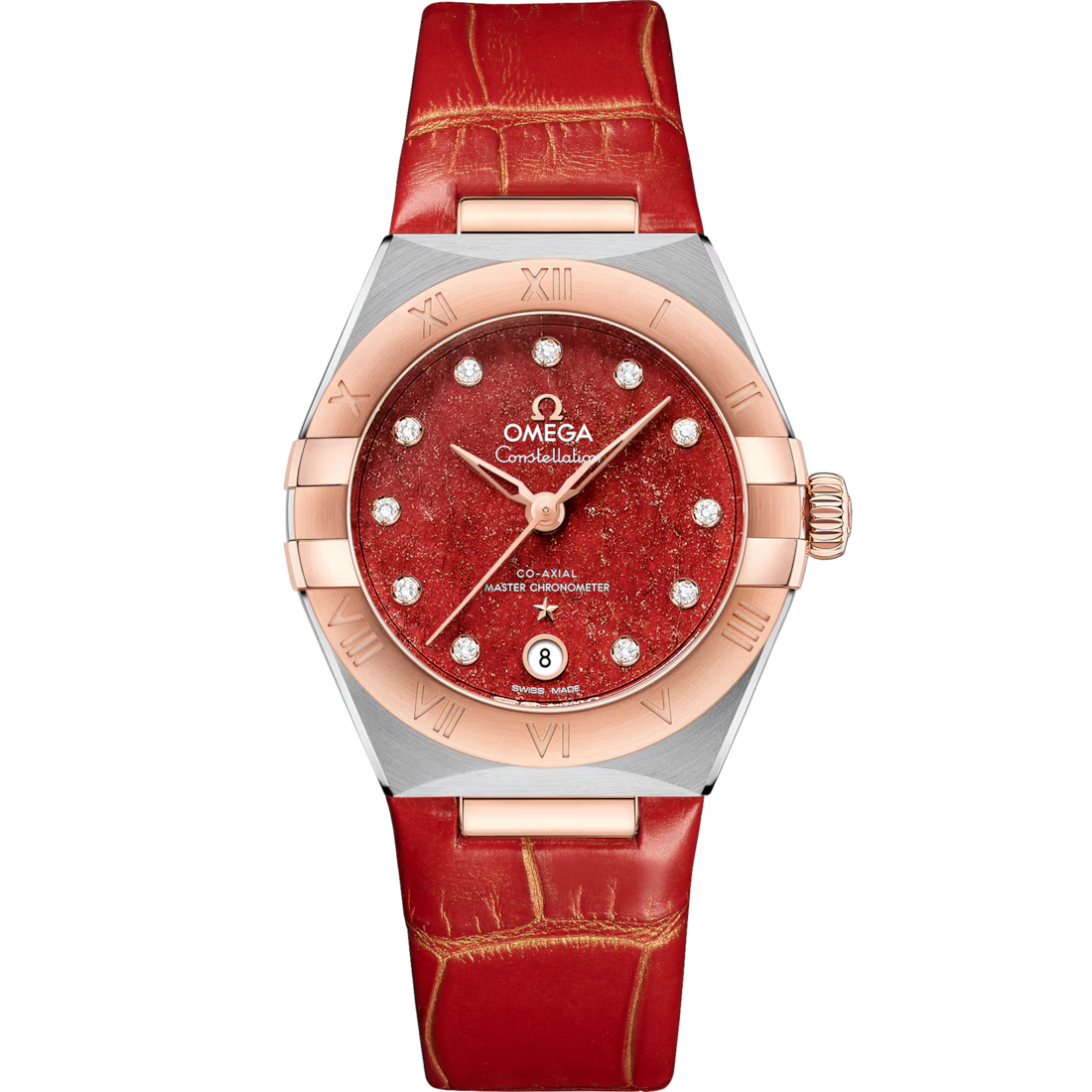 576A0103-3794-B0E0-9840-F490FA6B02D2.avif Omega Constellation Ladies' Selection 29mm steel ‑ Sedna™ gold on leather strap 131.23.29.20.99.002 - Image 1