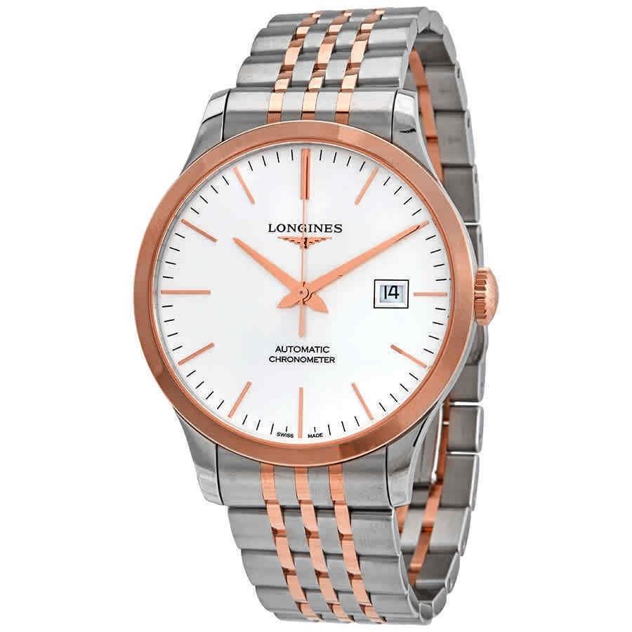 59EF9EF6-CBF9-9313-DEE9-FE41E368B2E3.jpg Longines Men's L28215727 Record Two-Tone Stainless Steel with 18kt Rose Gold Links Watch - Image 1