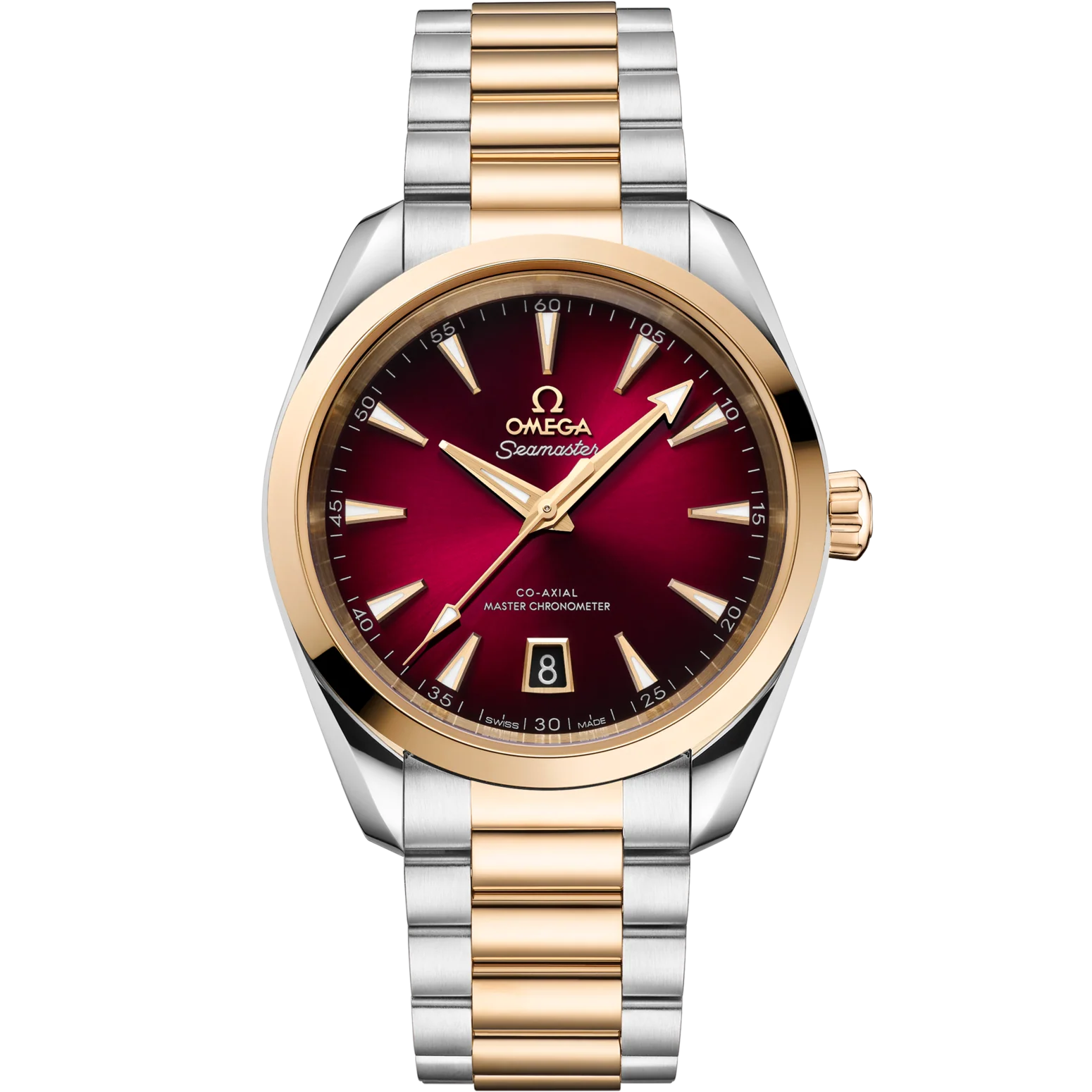 5C36CE43-8A0B-0C82-38B3-3A6B52D25984.png OMEGA Seamaster Aqua Terra 41 mm Red Dial Stainless Steel and Sedna™ 18k Yellow Gold Bracelet 220.20.38.20.10.002 - Image 1