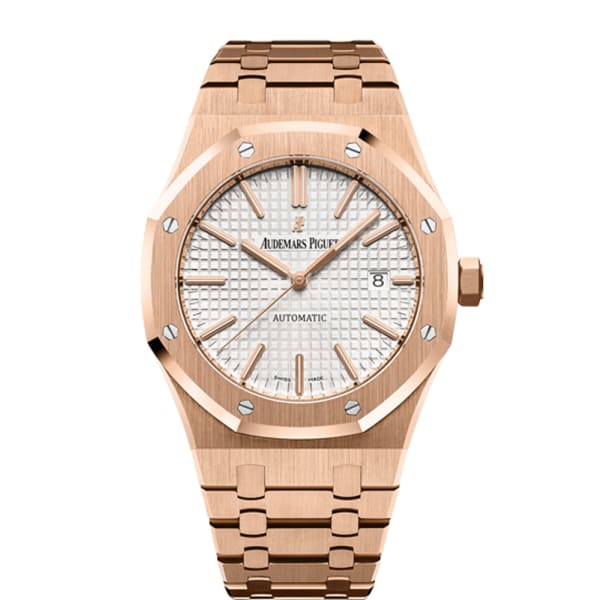 5E872897-5358-6314-053D-31DF93D961AA.jpg Audemars Piguet Royal Oak Self Winding Silver-toned dial 41mm Rose Gold Watch 15400OR.OO.1220OR.02 - Image 1