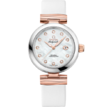 Omega De Ville Ladymatic 34mm White Dial with Diamonds Stainless Steel Sedna™ 18k Rose Gold Strap 425.27.34.20.55.004