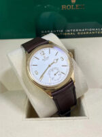 Rolex 1908 Yellow Gold White Dial Brown Alligator Strap - 52508-0006 - Image 4