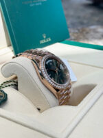 Rolex   President 40mm Everose Gold Olive Green Roman Dial Diamond Bezel - 228345RBR - Image 3