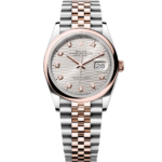 Rolex  Datejust 36mm 126201 Silver Fluted Motif Diamond Dial