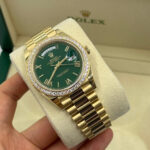 Rolex  Day-Date President 40mm Yellow Gold Green Roman Dial Diamond Bezel - 228348rbr - Image 7