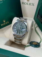 Rolex  Datejust 36mm 126234 Olive Green Palm Motif Diamond Dial Jubilee Stainless Steel Watch - Image 5