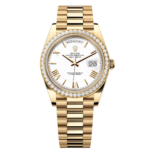 Rolex  Day-Date President 40mm Yellow Gold White Roman Dial Diamond Bezel - 228348rbr