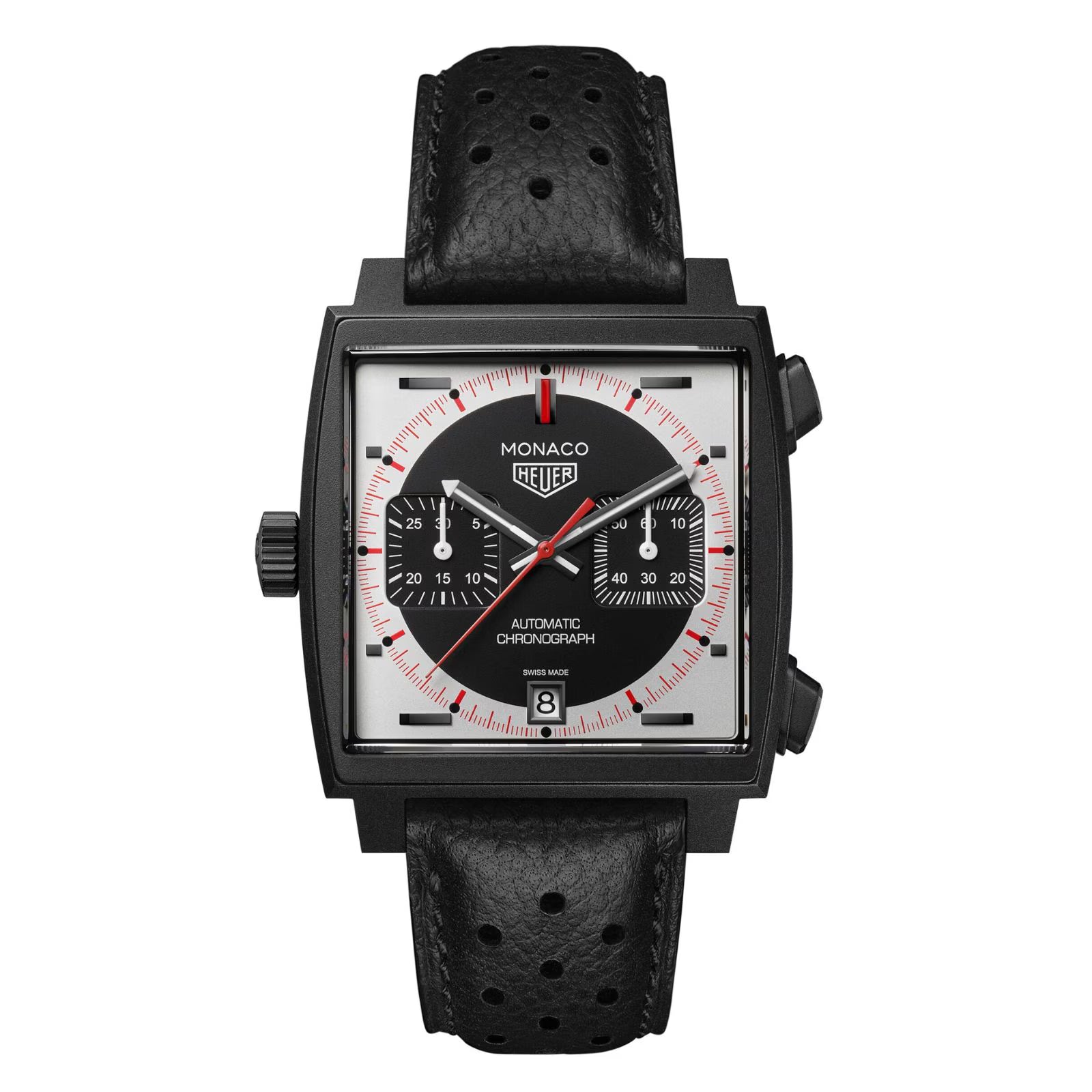 666D445A-E054-1F0D-42FE-F41ADD279ACD.avif TAG Heuer Monaco Chronograph Stopwatch 39mm Limited Edition Mens Watch Black CAW218F.FC6356 - Image 1