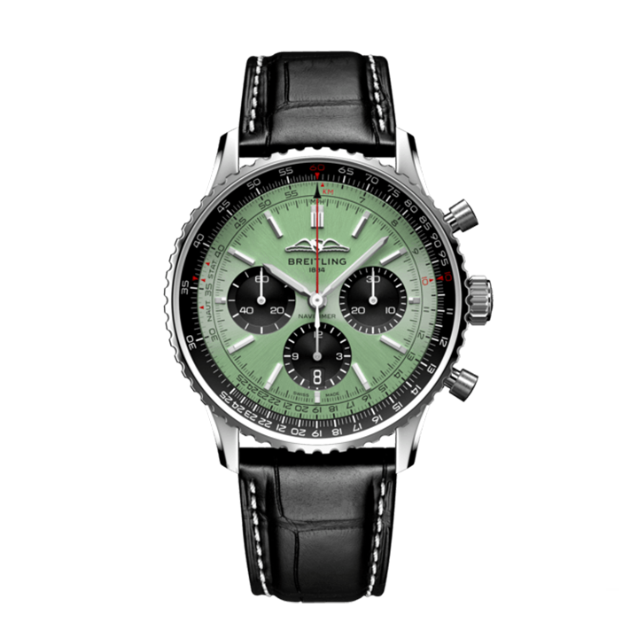 672C6D59-43F1-0770-6295-20EF173AF778.png Breitling AB0138241L1P1 Navitimer B01 Green Dial - Νew - Image 1