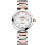 Omega De Ville Ladymatic 34mm White Dial with Diamonds Stainless Steel Sedna™ 18k Rose Gold Bracelet 425.25.34.20.55.004