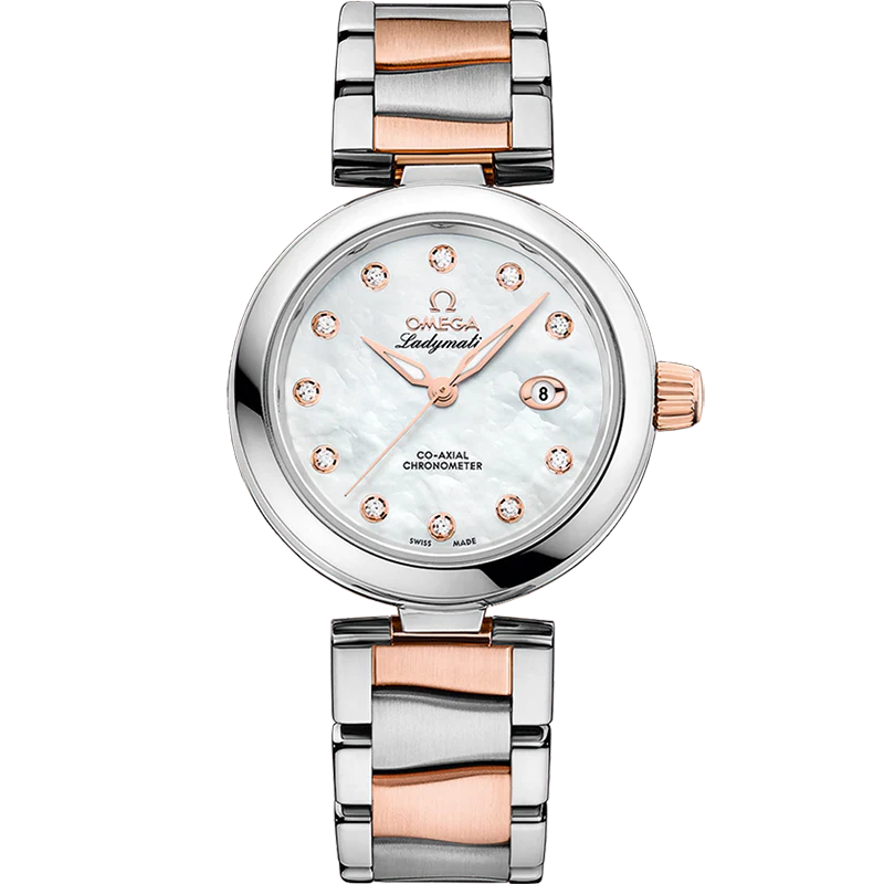6813BCCE-5276-9AFB-BD72-29B3549A9E49.png Omega De Ville Ladymatic 34mm White Dial with Diamonds Stainless Steel Sedna™ 18k Rose Gold Bracelet 425.25.34.20.55.004 - Image 1