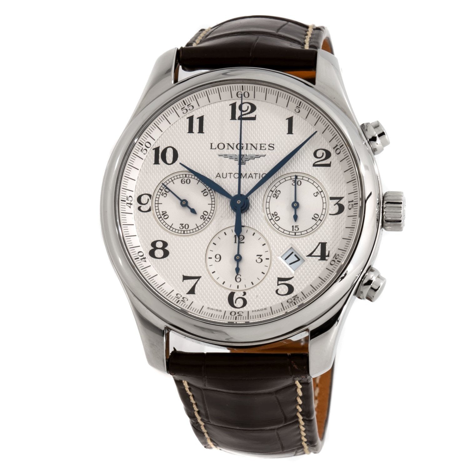 6BA273F4-D816-3B5D-5FF0-C6EFD527B070.jpg Longines Men's L27594783 Master Chronograph Automatic Brown Leather Watch - Image 1