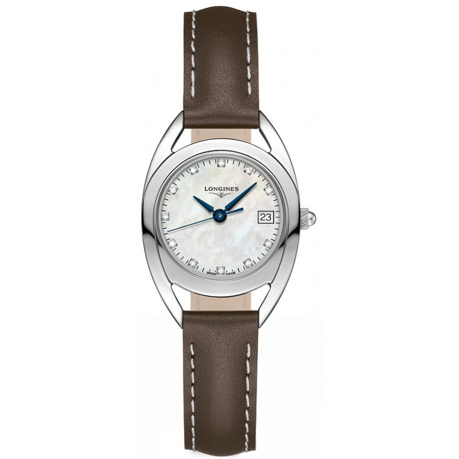 6C27B0CD-9F47-BC01-CD05-03EC822D71F4.jpg Longines Women's L6.136.4.87.2 Equestrian Diamond Brown Leather Watch - Image 1
