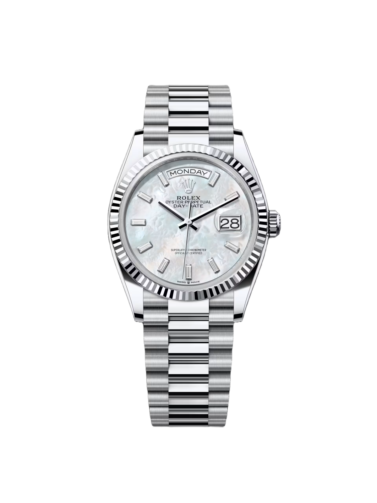 6D1C400D-9525-30EC-D978-5DB73D4D2A18.png Rolex Day-Date 128236-0021 Mother Of Pearl Diamond Dial 36mm - Image 1