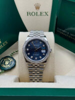 Rolex  Datejust 36mm 126284 Blue Jubilee Diamond Dial & Diamond Bezel, Stainless Steel Oyster Bracelet Watch - Image 3
