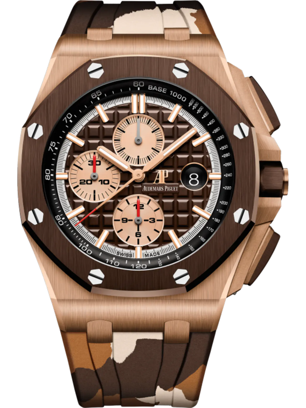706B6750-30F1-9454-A1DC-33E4023CDA95.png A&P OFFSHORE Pink Gold Brown Camouflage Dial CHRONOGRAPH 44mm 26401RO.OO.A087CA.01 - Image 1