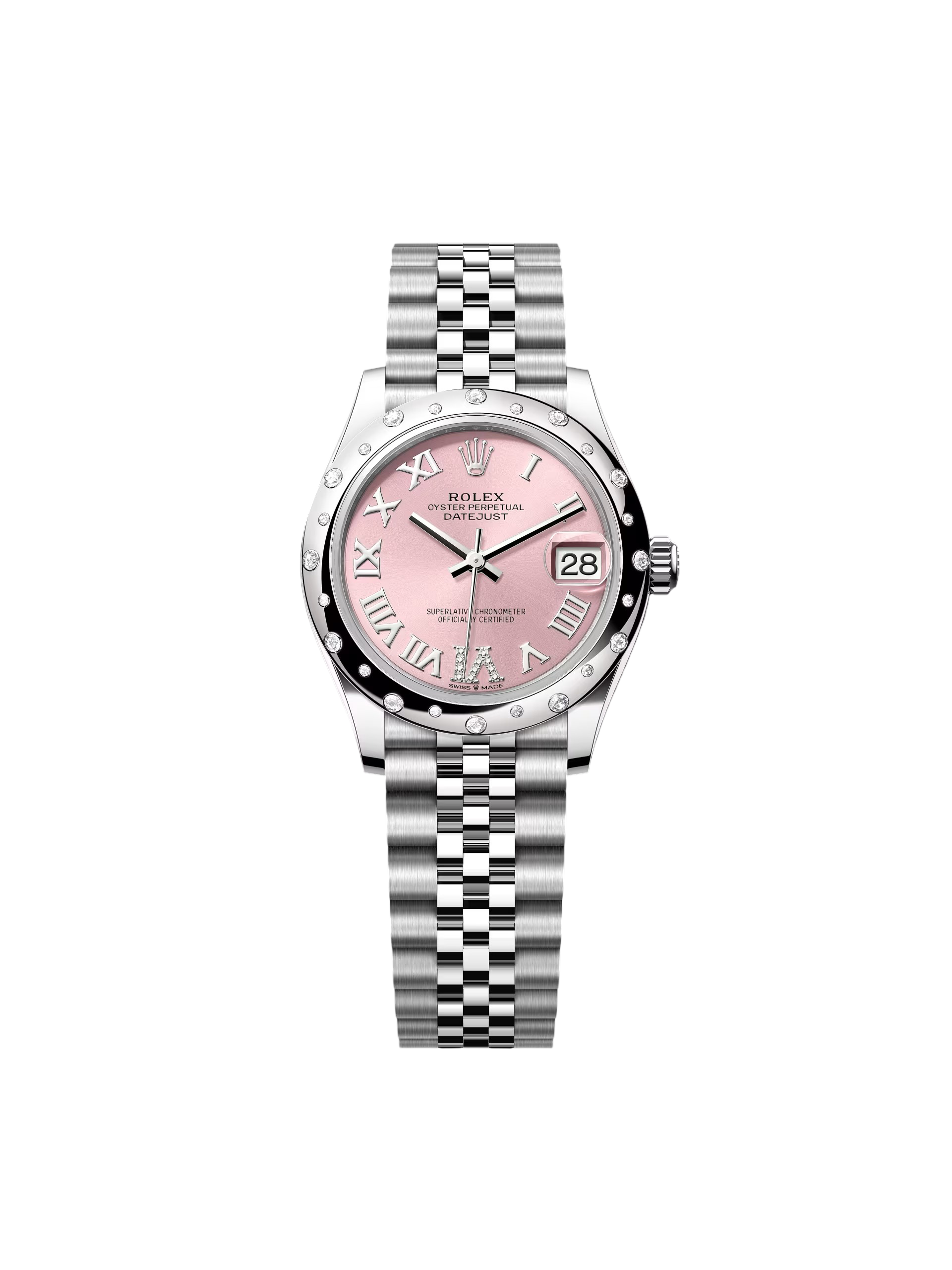70DB6BAE-53A8-40DA-29E9-F02EE276D1AF.png Rolex Datejust m278344 Pink 31mm Dial Domed Diamond Jubilee Watch - Image 1