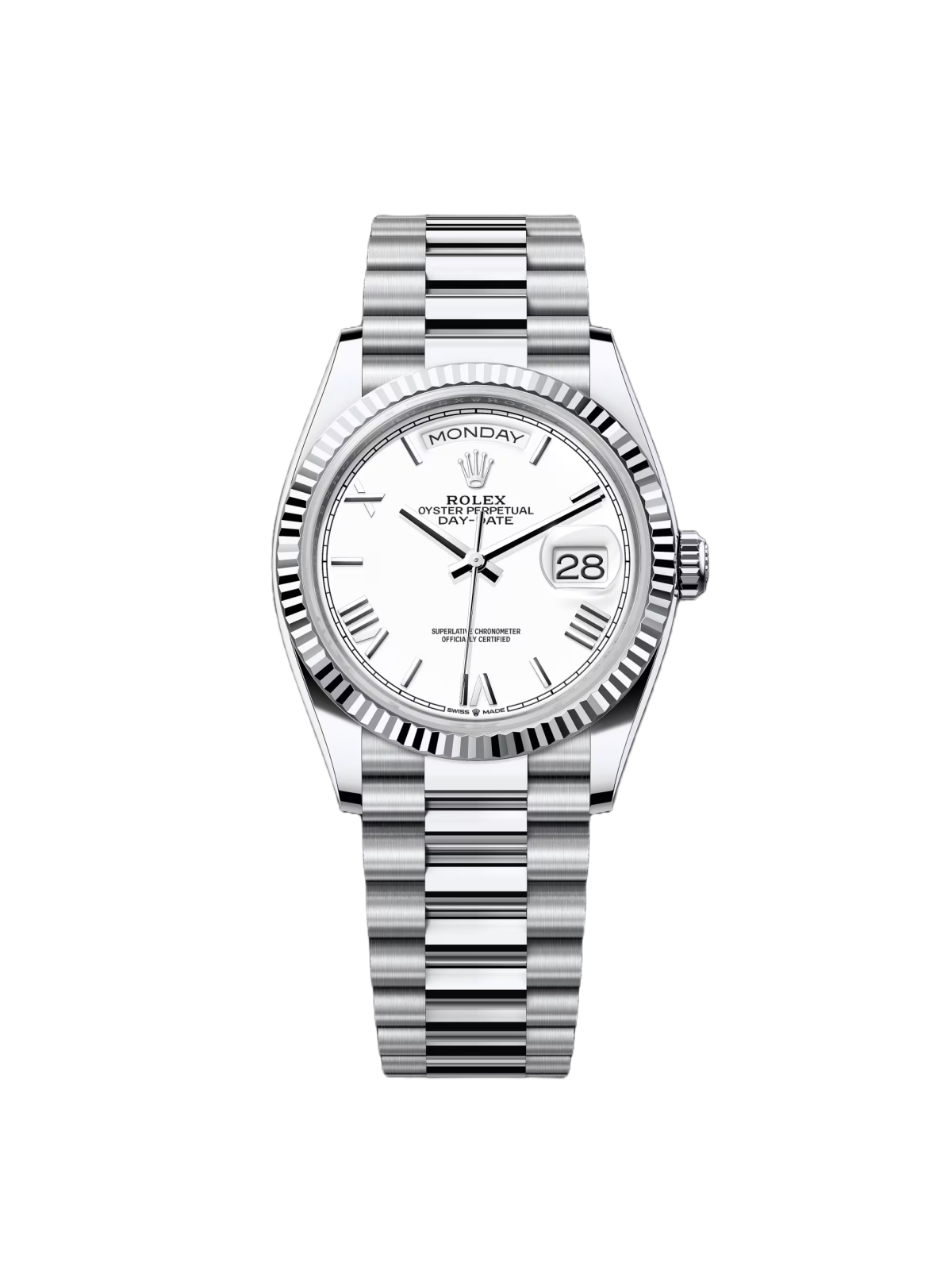 71FCDE40-91E1-D5F9-E780-2A29957F400B.png Rolex Day-Date 128236-0017 White Roman Dial 36mm - Image 1