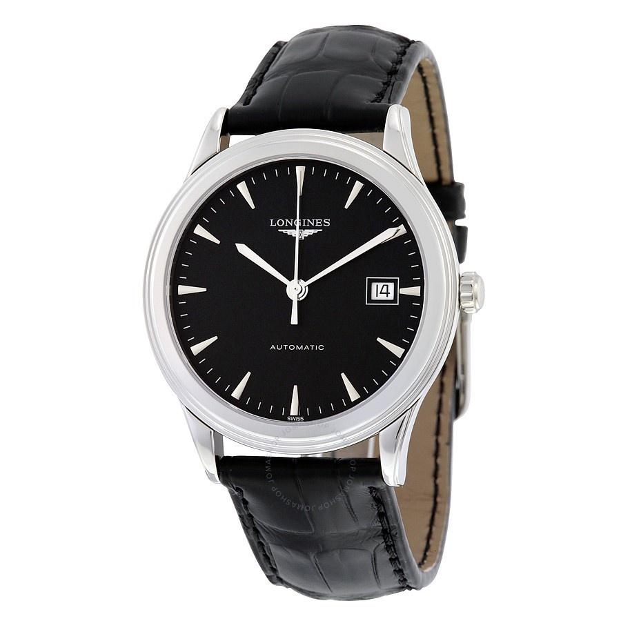 728FEF96-C92C-E19A-39A4-0E794202100A.jpg Longines Men's L4.874.4.52.2 Flagship Black Leather Watch - Image 1