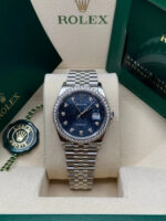 Rolex  Datejust 36mm 126284 Blue Jubilee Diamond Dial & Diamond Bezel, Stainless Steel Oyster Bracelet Watch - Image 9