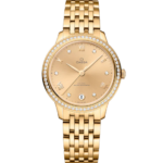 Omega De Ville Prestige 34mm Yellow Dial with Diamonds 18k Yellow Gold Bracelet 434.55.34.20.58.001