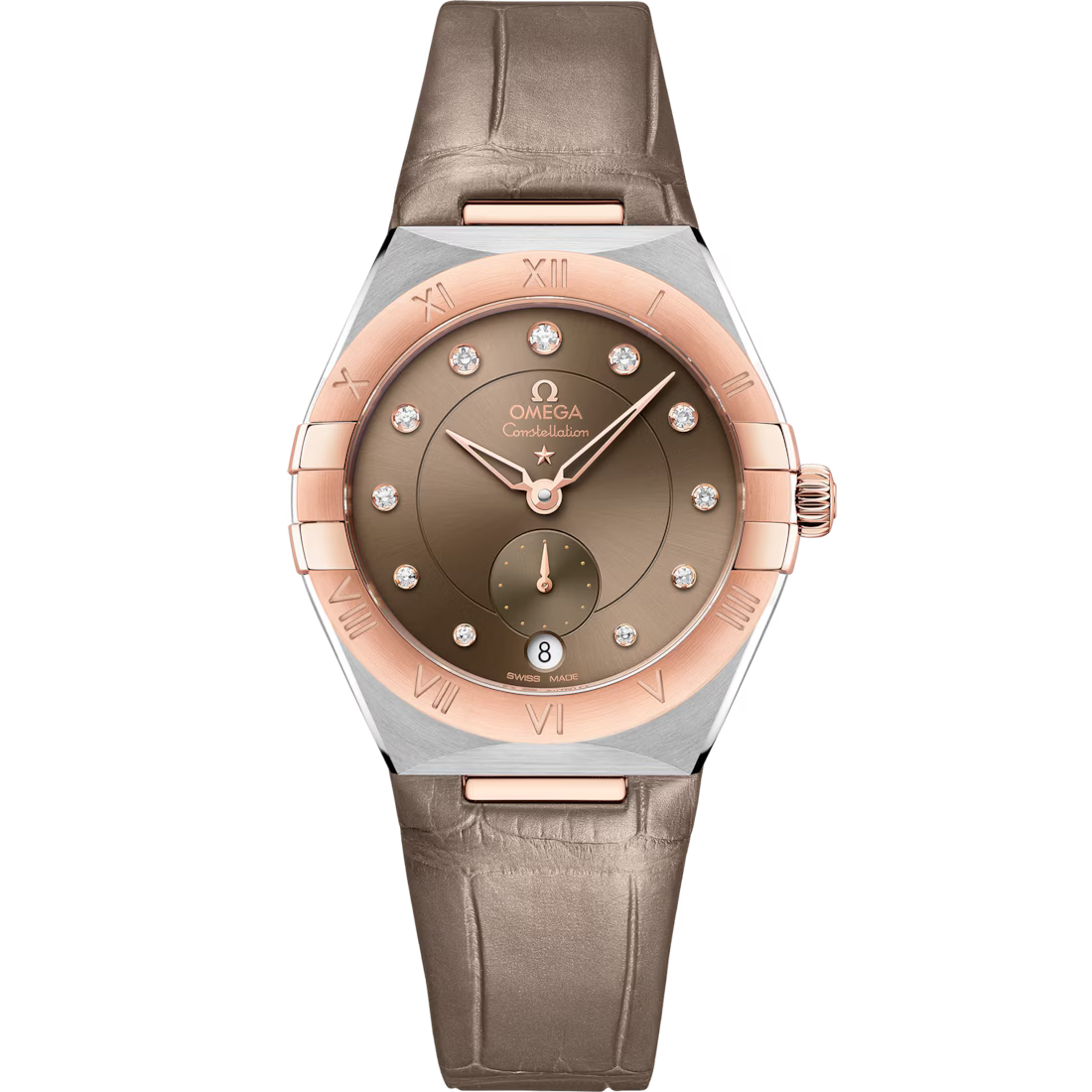 75B33BB0-0371-E8EF-2183-5A1CC6970301.avif Omega Constellation 34mm Brown Dial with Diamonds Stainless Steel Sedna™ 18k Rose Gold Strap 131.23.34.20.63.001 - Image 1