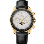 Omega Speedmaster Moonphase Silver Dial 44.25mm 18k Yellow Gold Strap 304.63.44.52.02.001