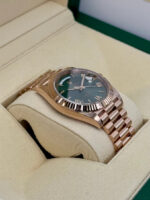 Rolex  Day-Date President 40mm Everose Gold Olive Green Roman Dial - 228235 - Image 4