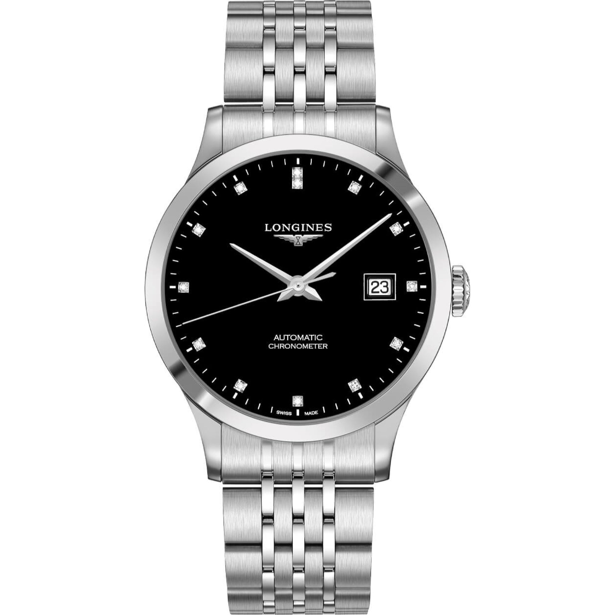 77F733D9-2832-4024-CE8B-10340167003C.jpg Longines Men's L2.821.4.57.6 Record Diamond Stainless Steel Watch - Image 1