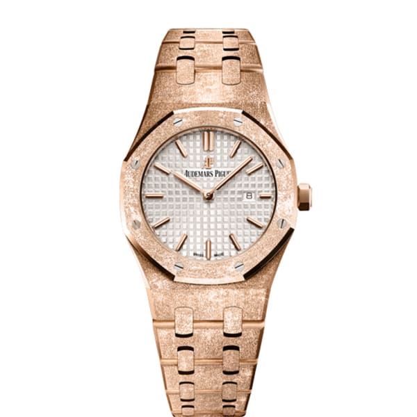 786B8C56-185C-DD8E-60C9-D4A00A2DEB88.jpg Audemars Piguet Royal Oak Frosted Gold Silver dial, 33mm, 18k Rose gold, 67653OR.GG.1263OR.01 - Image 1