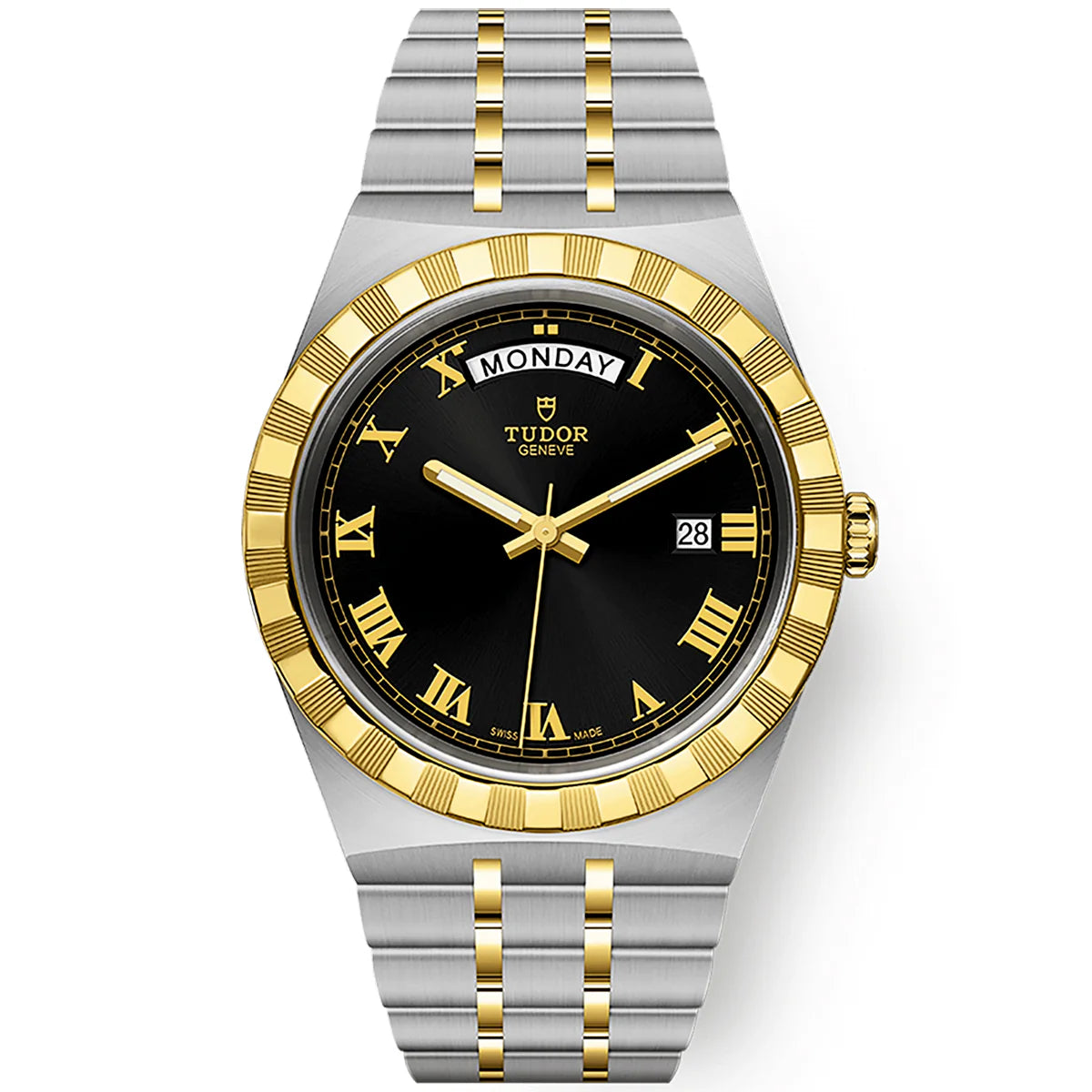 792BAB6B-BD5A-AF80-B68E-B90AFAE03F71.jpg TUDOR Royal Date/Day 41mm S&G Black Roman Dial Automatic Watch M28603-0003 - Image 1
