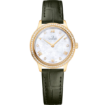 Omega De Ville Prestige 27.5mm White Dial with Diamonds 18k Yellow Gold Strap 434.58.28.60.55.002