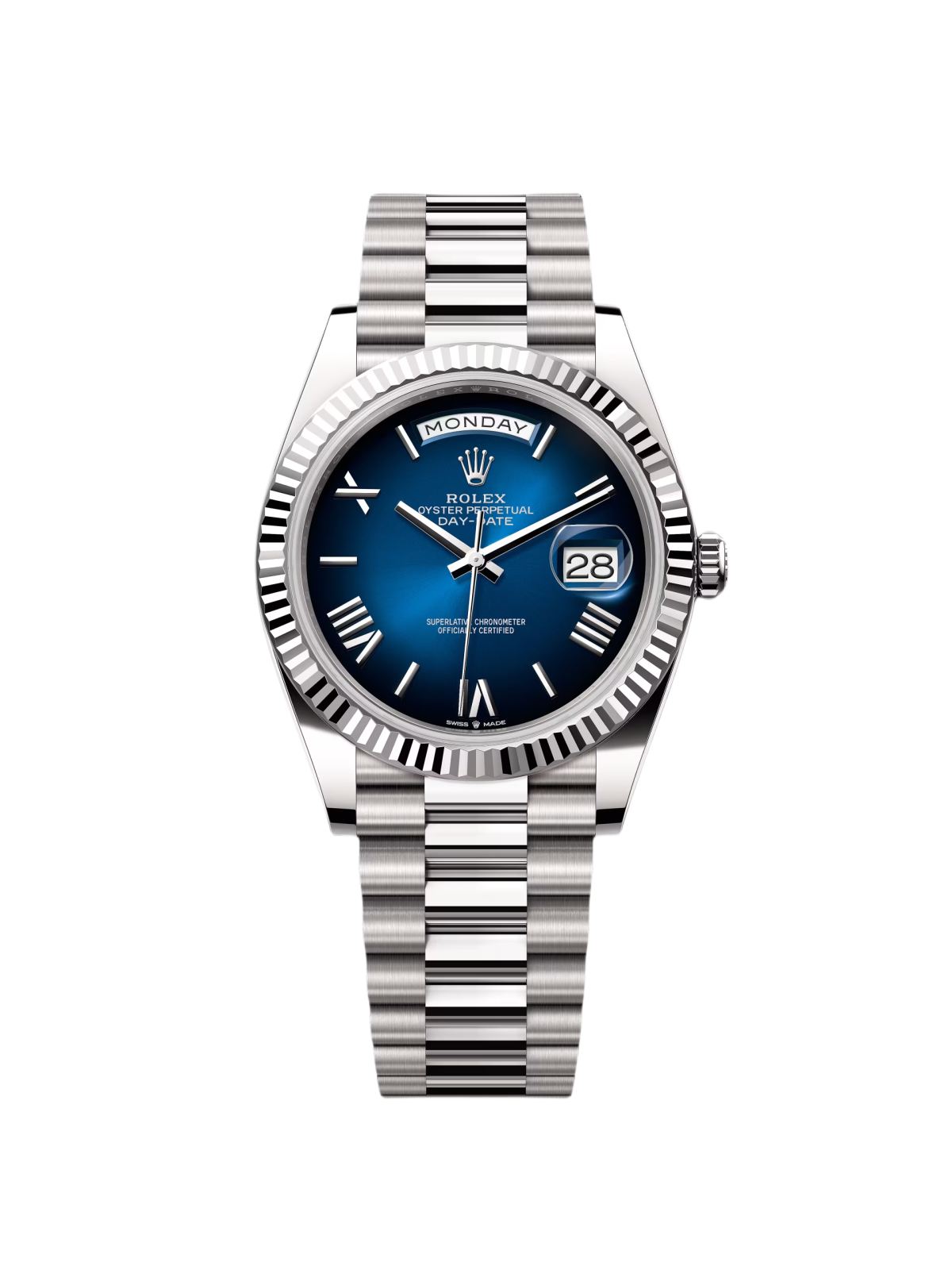 7E0CB3D6-55DC-241B-0E29-69966E94089C.png Rolex Day-Date President 40mm White Gold Blue Roman Ombre Dial - 228239 - Image 1