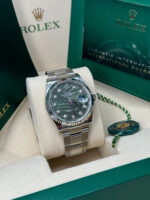 Rolex  Datejust 36mm 126234 Olive Green Palm Motif Diamond Dial Jubilee Stainless Steel Watch - Image 4
