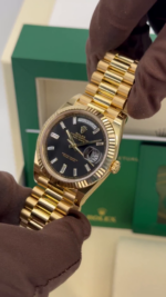 Rolex  Yellow Gold President Day Date 40mm Black Diamond Baguette Dial - 228238 - Image 8