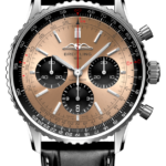 Breitling Navitimer B01 Chronograph 46 Brown Dial Black Leather Strap Watch For Men - AB0138241K1P1