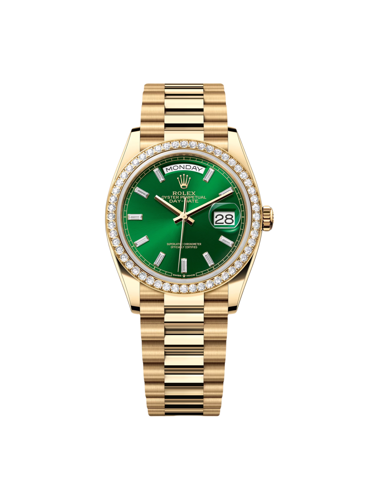 836A7BFA-9344-7BA8-E652-E71C4A50A6B3.png Rolex Day-Date 128348RBR-0078 Bright Green Diamonds Dial 36mm - Image 1