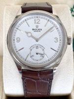 Rolex 1908 White Gold White Dial Brown Alligator Strap - 52509-0006 - Image 8